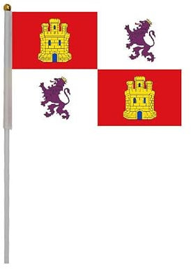 20 banderas de manivela de Castilla y León para fiestas nacionales, fiestas, desfiles, eventos deportivos (Castilla y León)