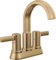 Delta Albion Centerset Badarmatur Gold 2 Griff Badarmatur Waschbecken Wasserhahn Delta mit Metall Ablaufsystem 1.2 GPM Durchfluss Champagner Bronze