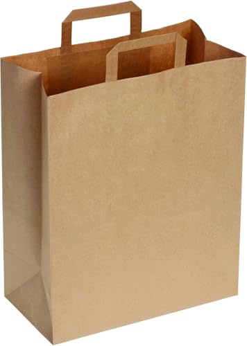DeinPack 250 Papiertüten 32 x 17 x 44 cm I Umweltschonende Papier Tragetaschen groß Papiertüten Papiertragetaschen biologisch abbaubar, kompostierbar I braune Papier Tüten
