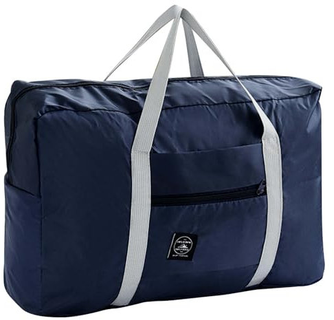 Bolsa Viajes Plegables Bolsa de Equipaje Mano para avión Maleta de Equipaje 46x30,5x16 cm Bolsa de Lona Bolsa de Fin de Semana Bolsa de Entrenamiento Ligera para Gimnasio, Vacaciones (Azul)