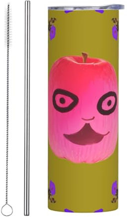 YYHWHJDE Funny Face Peach Picture Mug en acier inoxydable de qualité 591 ml avec paille Convient pour les cafés, les bureaux, les voitures