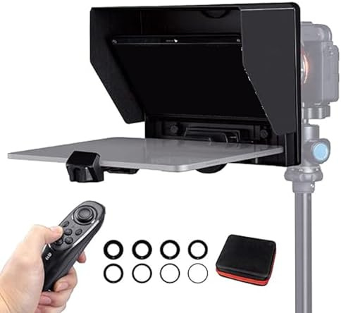Teleprompter für Kamera, 10-Zoll-Pad-Tablet-Telefon, Tragbarer, Zusammenklappbarer Teleprompter-Prompter mit Fernbedienung und App, für Online-Unterricht, Live-Streaming
