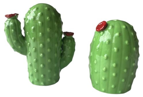 Salz- und Pfefferstreuer, Keramik, handbemalt, Kaktus, 2 Stück