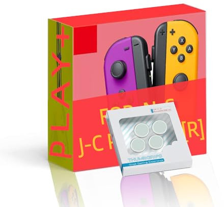 Play+ For Switch/Controller Purple / Orange, Wireless Joypads & Wrist Straps, Compatible with N-Switch/Lite/OLED, Gamepad with Dual Vibration/6 Axis Gyro/Motion Sensor/Wake-up/Screenshot, Includes