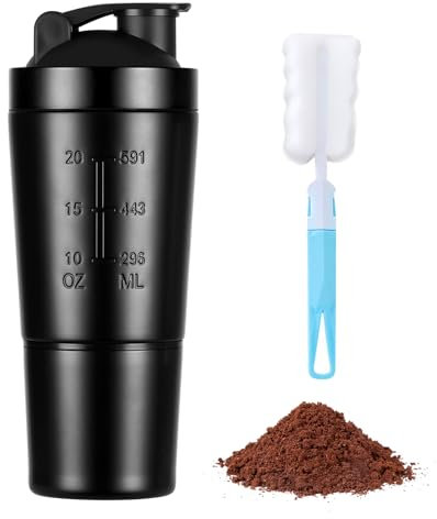 AOGOE Edelstahl Protein Shaker, 700 ml Shaker Edelstahl, Shaker Bottle zusätzlicher Included 200ml Lagerung, Leak Proof/BPA Free, Eiweiß Shaker für Diät und Fitness Shakes, mit Shaker Balls