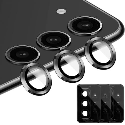 Protection Objectif Caméra Compatible avec Samsung Galaxy S23/S23 Plus, 3 Caméra Arrière Protecteur Couvercle d'Anneau Individuel en Métal, HD Verre Trempé 9H de Lentille 3 ensembles*3 pièces