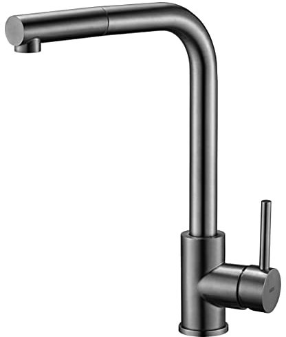 GALYON IMEX Grifo Cocina Fregadero Extraible - MALTA Grifo Cocina Monomando con Caño Extraíble, Cartucho Cerámico Ø35mm, Cuerpo de Latón, Acabado y Diseño Moderno y Elegante (BLACK GUN METAL)