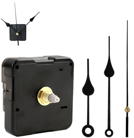 Kit de Mecanisme Horloge Murale, Mécanisme Horloge Silencieux Quartz axe 16 mm, 55x55x32mm avec Aiguilles pour Réparation d'Horloges Murales, Pièces Rechange Horlogerie Compatible avec Cadrans (16 MM)