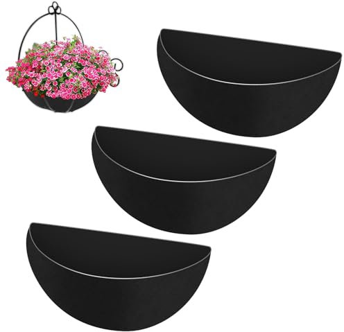 EEEKit 3PCS Half Round Planter Liners, Felt Hanging Basket Liner 41 CM, Fabric Window Box Liner, Hanging Plant Basket Fiber Insert for Garden Porch Patio