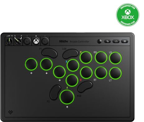 8Bitdo All-Button Arcade Controller for Xbox Series X|S, Xbox One & PC, 2.4G Wireless, Low-profile Mechanical Switches, Programmable Buttons, Hot-swappable PCB, RGB Lighting - Officially Licensed