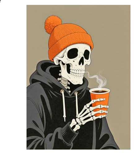 JISHSHAY 30×40cm Diamond Painting Eckige Steine Totenkopf Diamant Painting Viereckige Steine Skelett Diamantmalerei Kaffee Diamant Malerei Diamaond Malerei Basteln Erwachsene Mosaik Bastelset