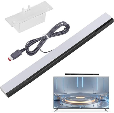 Kuugeo Barre Capteur,Barre Capteur Console,Bande de capteur LED Infrarouge Filaire avec Support,Manette pour Télévision Console Wii et Wii U,Barre de capteur de Mouvement Infrarouge de Remplacement