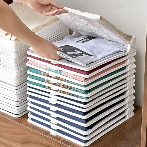 CXAFQ 12Pcs Clothing Stacking And Storage Board, Clothes Folding Board, t Shirt Folder, Flawless Fold Clothes Folder, Used For Folding Various Types Of Clothing Such As T-Shirts, Shirts, And Pants
