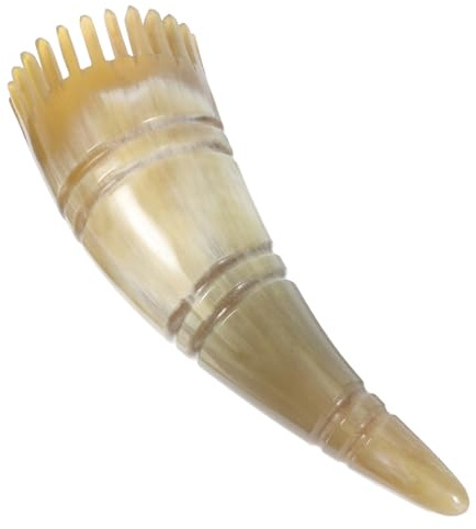 Kopfhautmassagekamm aus Horn mit Ergonomischem Griff, Khaki | Breitzinkiger Shampoo Kamm, Kamm für Haare, zum Kämmen, zur Kopfhautpflege und Farbabweichungen Möglich