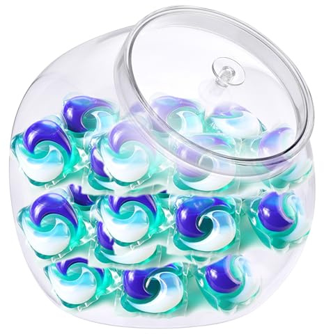 OGANAZI Waschmittel Aufbewahrungsbox mit Deckel Kunststoff Wäscheperlen Behälter Transparent Waschpods Box Wasserdicht Organizer für Duftperlen, Duftverstärker, Weichspülerperlen, Geschirrspültabs