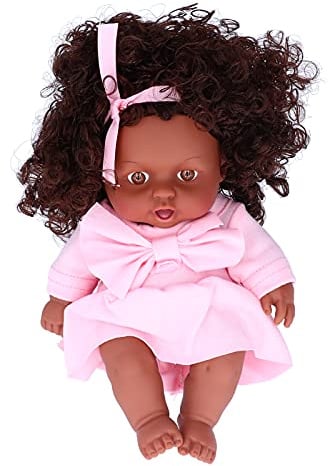 petjoyful Lebensechte Baby-Spielpuppe, afrikanische Mädchenpuppen, für Kinder, Kleinkinder, Spielzeug, Geburtstagsgeschenk, 25 cm