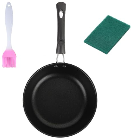 Mini Pfanne Induktion, 12 cm Kleine Bratpfanne mit Antihaftbeschichtung, Ideal für Camping und kleine Küchen, Platzsparende Kochpfanne für Einzelportionen, Inklusive Öl-Bürste und Reinigungsschwamm