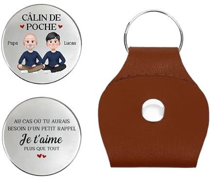 Cadeau Plus Câlin De Poche Personnalisé - Petit Rappel De Papa Maman - Câlin de poche personnalisable, porte clef personnalisable, cadeau papa et maman