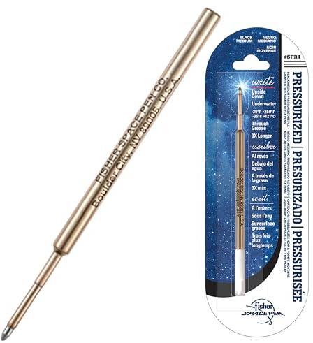 Fisher Space Pen Gasdruckmine SPR4 Schwarz Mittel – Ersatzmine für Space Pen Kugelschreiber, schreibt zuverlässig in jeder Lage
