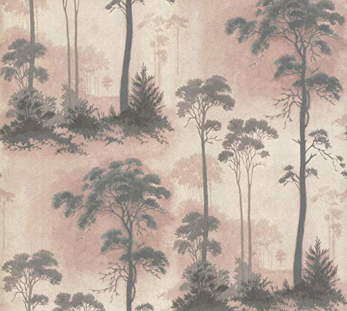 1601-102-01 - Rosemore Trees Woodland Pink Grey 1838 Wallpaper