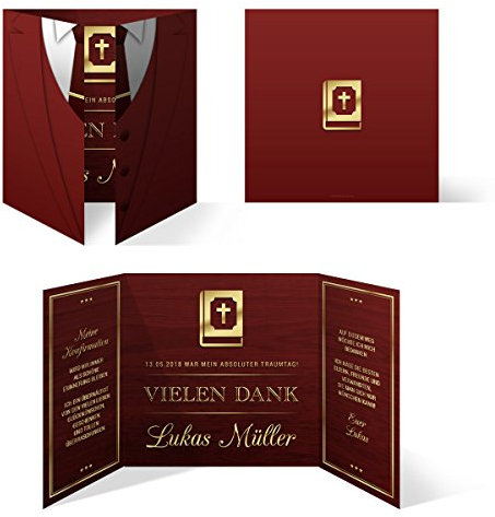 20 x Konfirmation Dankeskarten Danksagungskarten Danksagung Konfirmationskarten - Altarfalz Anzug