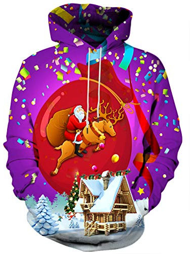 Hgvoetty Felpe con cappuccio unisex con stampa 3D con grafica spaziale pullover felpa con cappuccio per uomo donna, Zql-viola, L