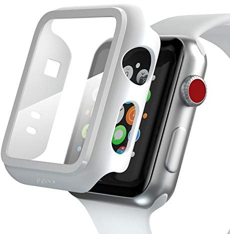 PZOZ Apple Watch Series 3 Screen Protector,iWatch PC Case PET Film All-around Bumper Protective Series 2 Cover Compatible With i Watch 38mm Smartwatch Accessories (White)