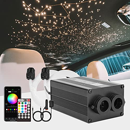 CHINLY Bluetooth 12W RGBW Twinkle LED Glasfaser Stern Deckenleuchten Kit APP/Fernbedienung Gemischt 296pcs * (0,75 + 1,0 + 1,5mm) * 3m für Zuhause/Auto
