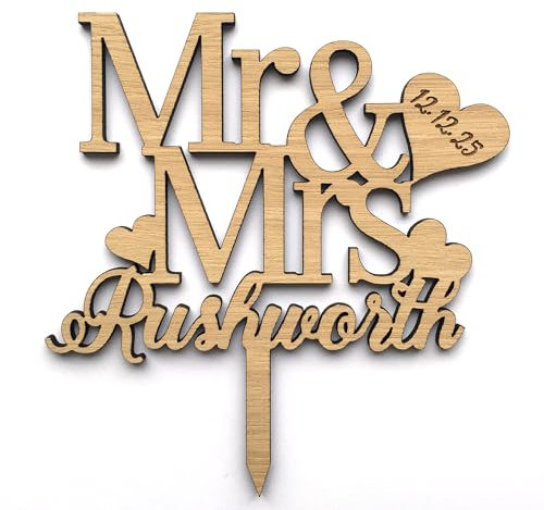 Personalised Oak Wooden Wedding/Anniversary Cake Topper/Perfect for a Wedding or Anniversary