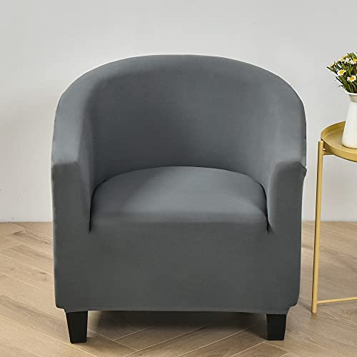 Highdi Sesselschoner Sesselüberwurf mit Elastisch Stretch Husse, Club Chair Einfarbig Schonbezug Sofabezug mit hoher Dehnung Sessel für Clubsessel Loungesessel Cocktailsessel (grau)