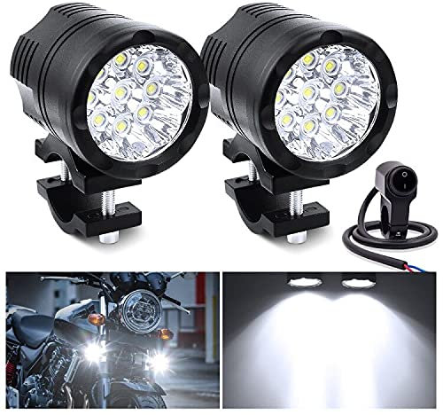 Biqing 2PCS 90W Fari Supplementari per Moto,Universale Led Fendinebbia Offroad Fari Anteriori Luci Diurne 12V 24V Faro da Lavoro a Led con Interruttore per Camion 4x4 Suv Utv Atv Moto Trattore Barca
