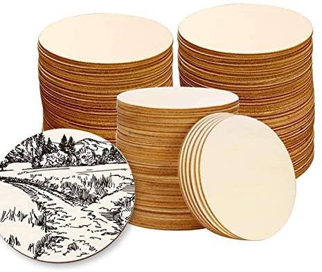 50 Piezas Círculo de Madera para Manualidades, Plato sin Terminar, Natura para Pirograbado, Escritura, Posavasos, Decoración Colgante