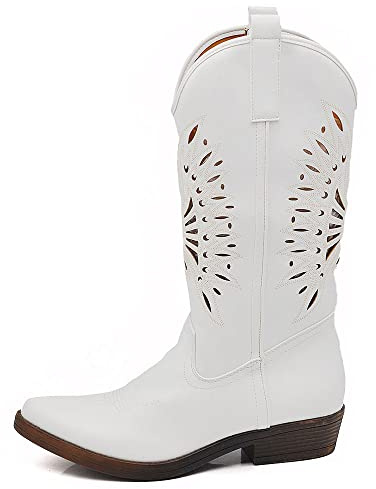 IF Fashion Cowboy Western Scarpe da Donna Stivali Stivaletti A Punta Camperos Texani Etnici 19004-6 bianco N.37