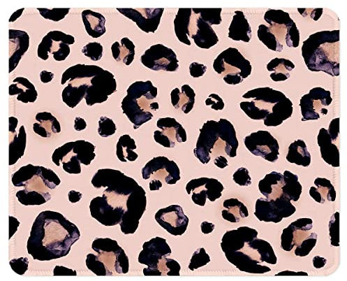 ITNRSIIET Tapis de Souris Gaming Tapis Souris avec Bord Cousu et Base en Caoutchouc Antidérapante, Surface Spéciale Texturée Résistant à Usure, 260 x 210mm Epaisseur 3mm,Motif léopard Noir et Violet
