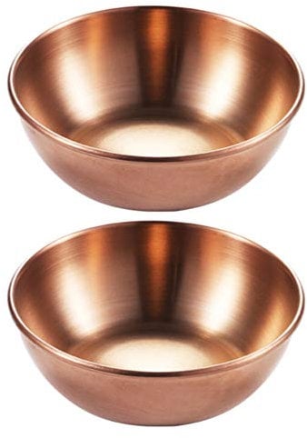 UPKOCH Bowl Copper 2 Pieces Saucer Plate Mini Saucer Bowl Metal Dishes Sushi Diving Bowl Appetizer Plates Home Tableware (Rose Golden) Rose Gold Bowl