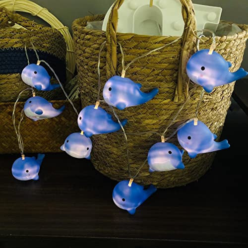 Riaxuebiy 1.65M 10 LED Chambre d'enfant Animal Mignon Baleine Bleu Guirlande Lumineuse LED Baleine Lumières pour Vacances Mur Fenêtre Arbre Fête Cour Jardin Salon Dortoir Décor (Baleine bleue)