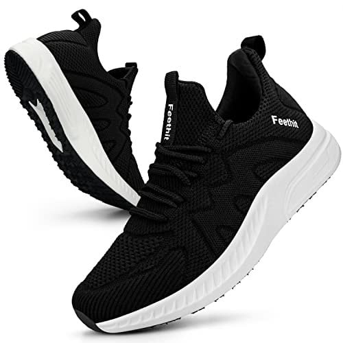 Feethit Turnschuhe Damen Leichtgewichts Atmungsaktiv Sportschuhe Sneaker Weiß Schwarz 42