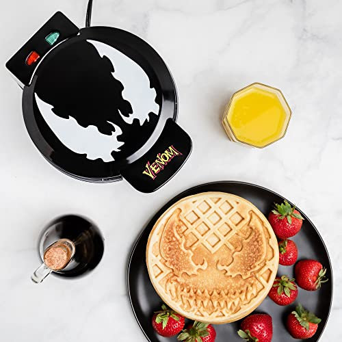 Uncanny Brands Venom Waffle Maker - Spidey's Mask on Your Waffles - Black, Non-stick, Plastic/Stainless Steel, Marvel Comic Theme