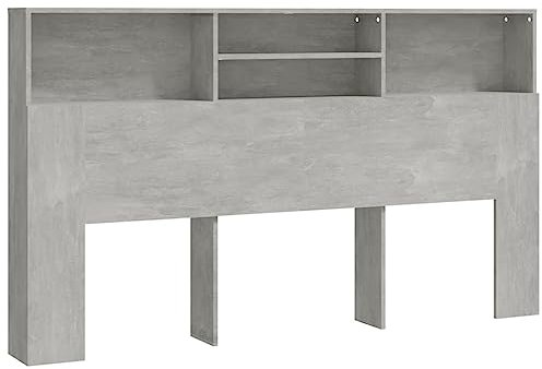 vidaXL Bett Kopfteil mit Ablagen Kopfteil-Regal Wand-Kopfteil Bücherregal-Kopfteil Betthaupt Bettkopfteil Schlafzimmer Betongrau 180x19x103,5cm