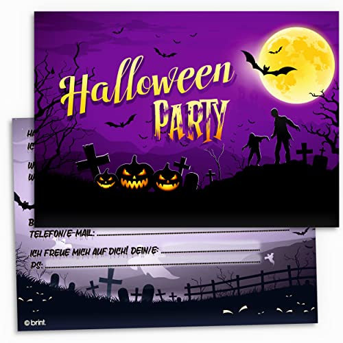 12x Halloween Einladungskarten für eine schaurig schöne Halloween-Party | Wanderer der Nacht | Einladung für Grusel-Party Kindergeburtstag Geburtstag Kinder-party Einladungen Erwachsene Teenager