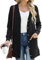 GRECERELLE Strickjacke Damen Lang Strick Cardigan V-Ausschnitt mit Taschen und Knöpfen für Herbst und Abendkleidung (Schwarz, S)