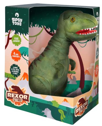GIPSY TOYS - REXOR the T-REX Stofftier mit Funktion 38 cm - Stofftier mit Funktionen für Kinder - 056172