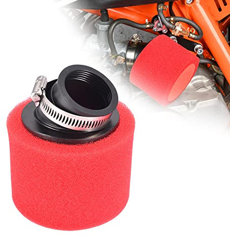 RUTUT 38-mm-Luftfilter, universeller, gebogener, abgewinkelter Motorrad-Luftfilter, geeignet für 4-Takt 50-150 cc, GY6, Motorrad, ATV, Quad, Go-Kart, Moped, Pit Dirt Bike,Rot