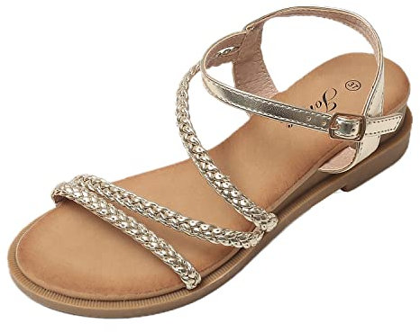 JOMIX Sandale Réglable avec Boucle pour Femme - Confortable pour Maison, Piscine, Plage d'été