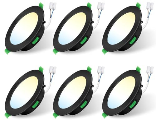 ALUSSO LIGHTING LED Einbaustrahler 230V,5W Einbaustrahler Led Dimmbar 400 Lumen,3CCT 3000K 4000K 6500K Deckenspots,IP44 Deckenstrahler für Badezimmer,Küche, 6er Set,Schwarz
