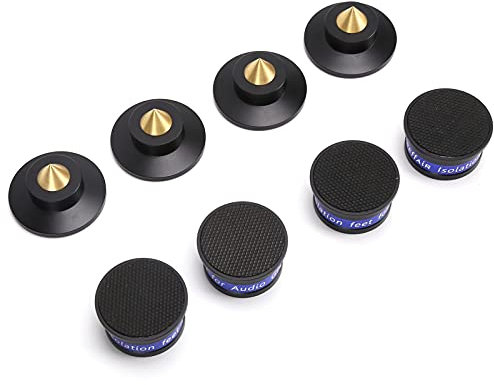 Preffair Isolation Feet, Audio Pad Spikes Pied Platine Platine Vinyle pour Amplificateur CD DVDArgent (Noir)