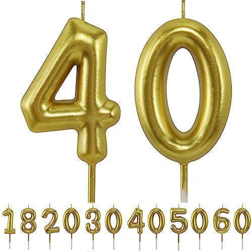 hpnparty Geburtstagskerzen 40 zahlen geburtstagskerzen Tortendeko, 3D Diamant Form Kuchen Kerzen Zahl Glitzer Kuchen Topper Dekoration