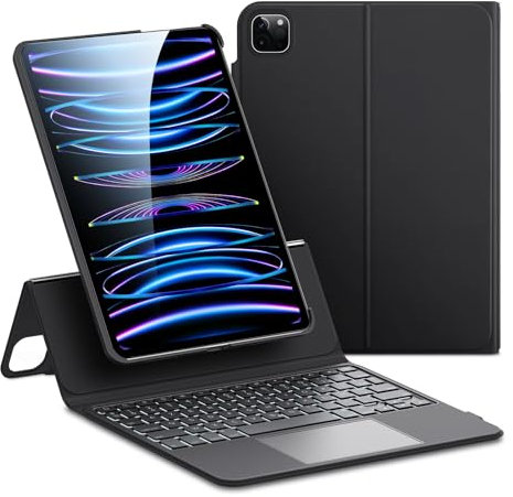 ESR Clavier avec Coque pour iPad Air 11 (M3/M2, 2025/2024)/ Air 5 2022/ Pro 11 (4/3/2/1 Gen) Air 4 2020, Détachable et Magnétique, Support Portrait/Paysage Entièrement Réglable, AZERTY Noir