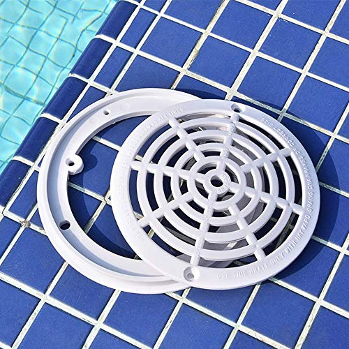 Round Swimming Pool Drain Port Cover, 8 Inch Universal Replacement Pool Main Drain Cover for Swimming Pools, Massage Pool, Spa Pool (Base+Cover)
