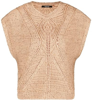Taifun Damen Kurzarmpullover mit transparentem Ajoursmuster Kurzarm, überschnittene Schultern unifarben